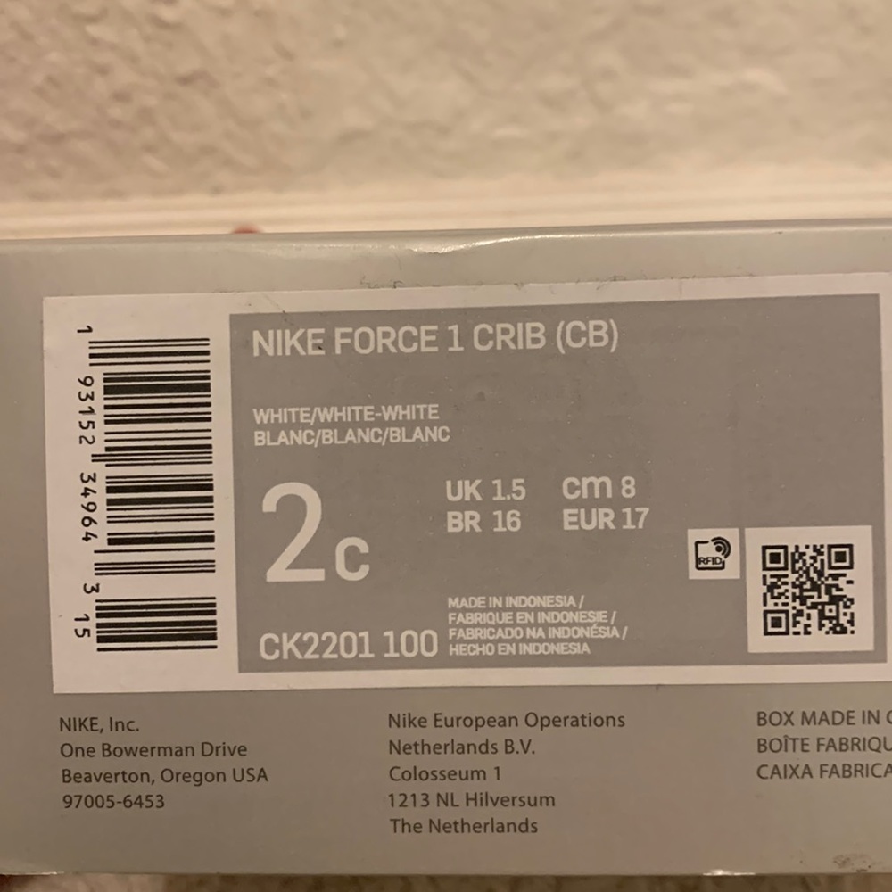 Nike Force Crib sneakers for Baby/Infant
